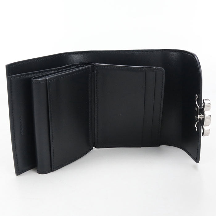 CELINE Triomphe Small Flap Wallet in Calfskin - Black