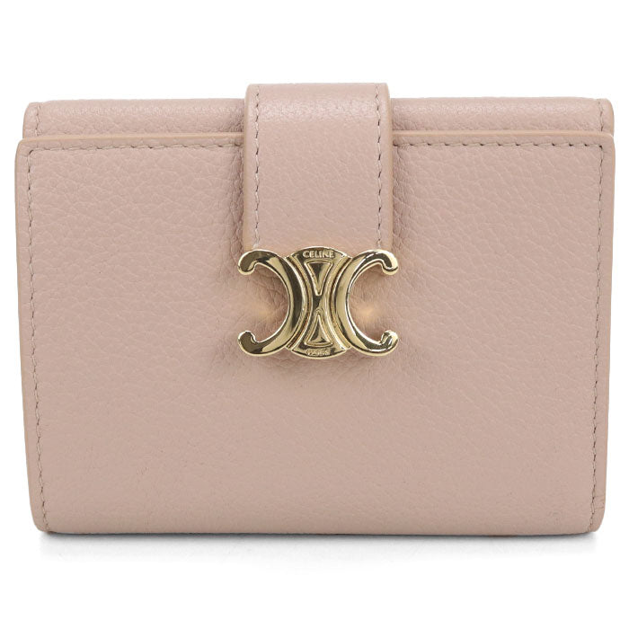 CELINE Triomphe Fine Strap Wallet Nino Calfskin Tri-fold Compact Wallet - Pink