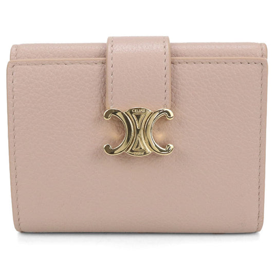 CELINE Triomphe Fine Strap Wallet Nino Calfskin Tri-fold Compact Wallet - Pink