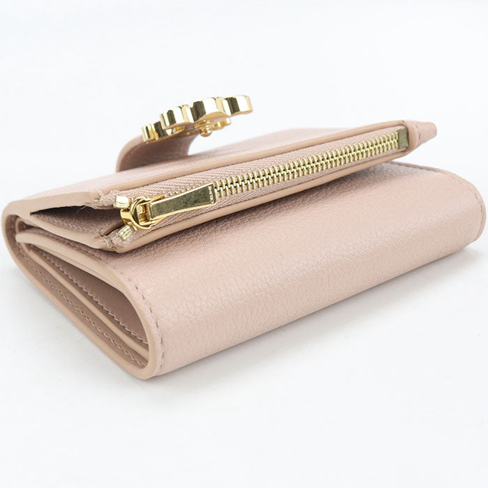 CELINE Triomphe Fine Strap Wallet Nino Calfskin Tri-fold Compact Wallet - Pink