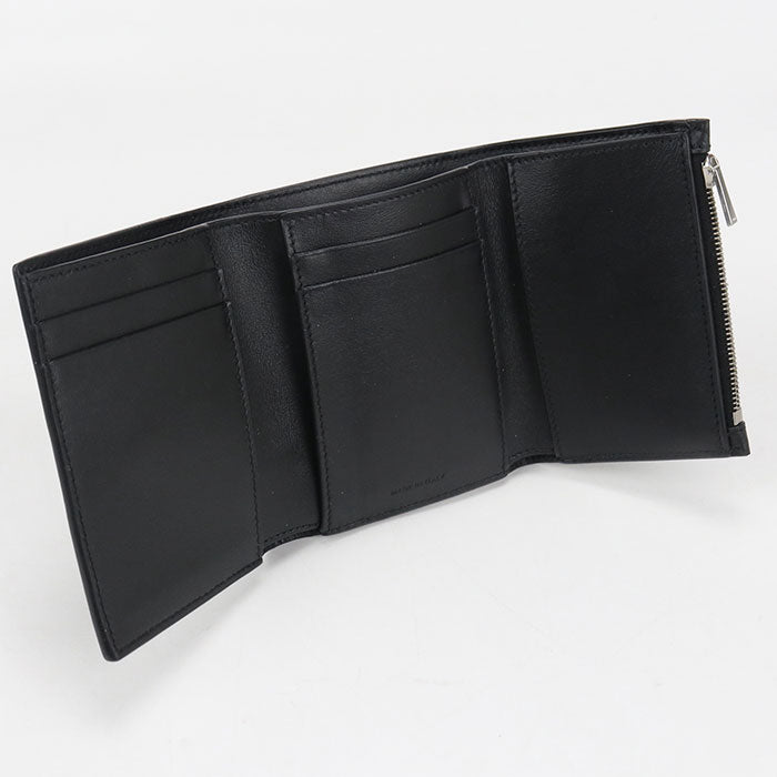 CELINE Fine Strap Wallet Calfskin Tri-fold Compact Wallet - Black