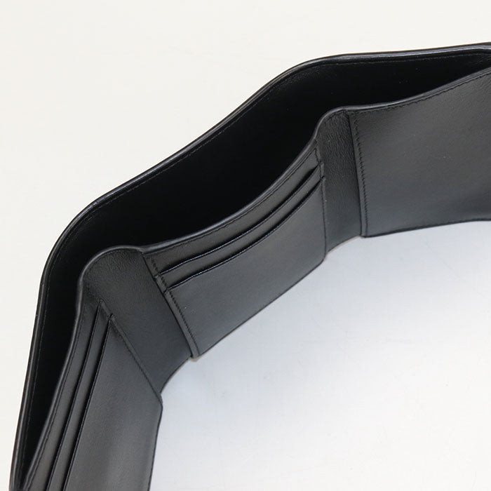 CELINE Fine Strap Wallet Calfskin Tri-fold Compact Wallet - Black