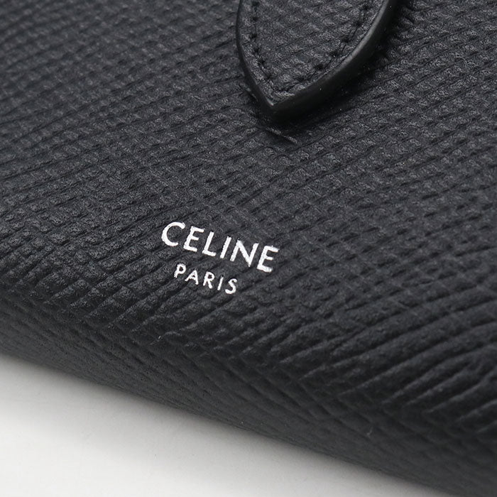CELINE Fine Strap Wallet Calfskin Tri-fold Compact Wallet - Black