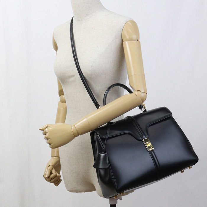 CELINE Classic 16 (Ceze) Calfskin Handbag/Shoulder Bag - Black