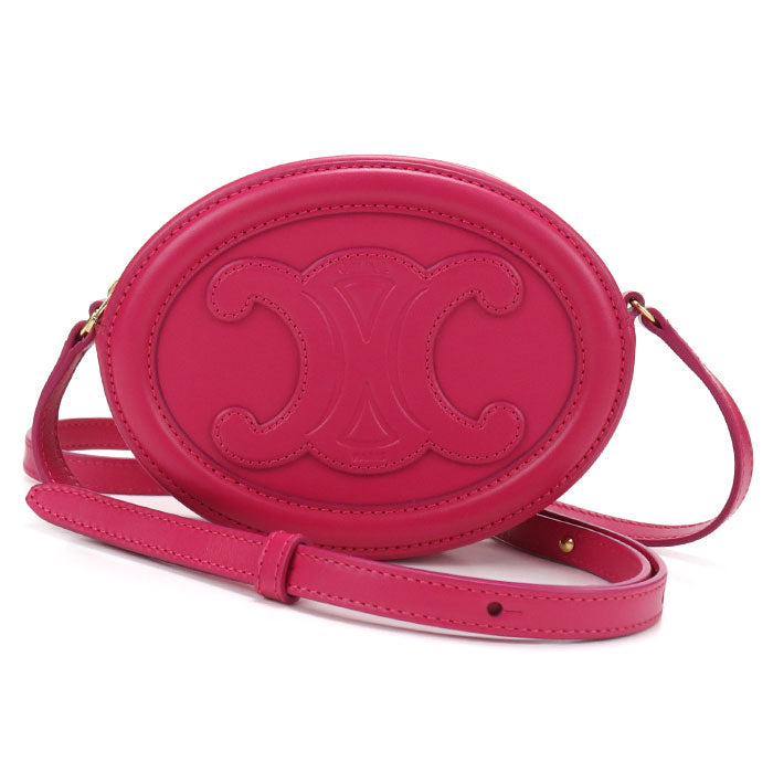 CELINE オーバルパース キュイル トリオンフ カーフスキン ショルダーバッグ - ピンク