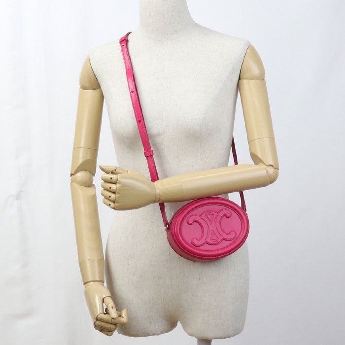 CELINE オーバルパース キュイル トリオンフ カーフスキン ショルダーバッグ - ピンク