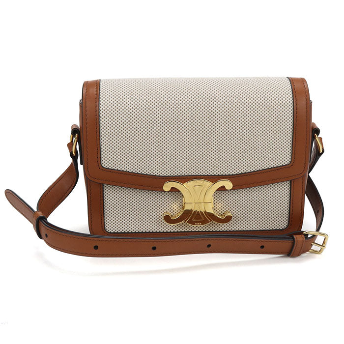 CELINE クラシック トリオンフ キャンバス ショルダーバッグ - ベージュ