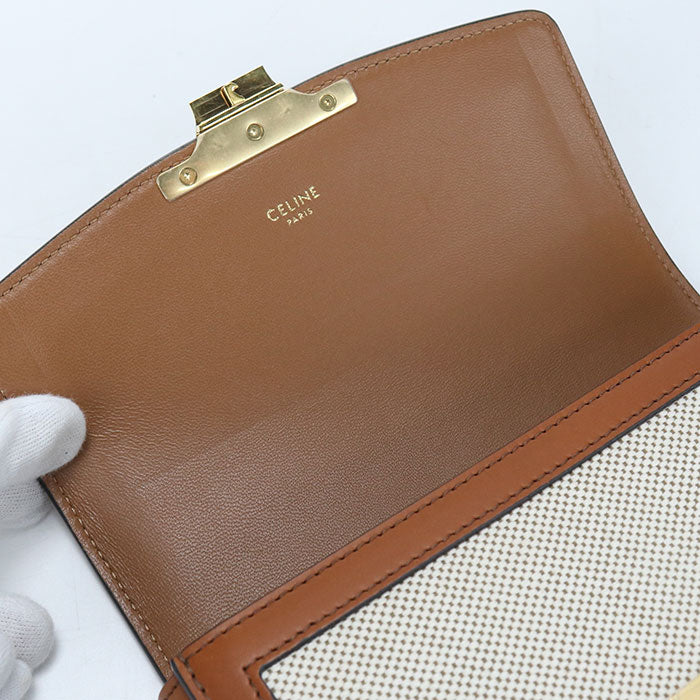 CELINE クラシック トリオンフ キャンバス ショルダーバッグ - ベージュ