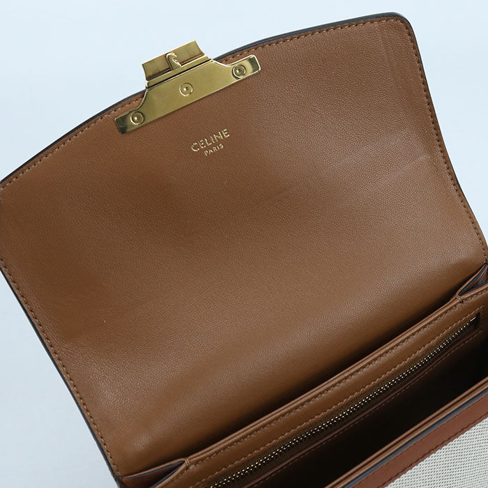 CELINE Teen Triomphe Canvas Shoulder Bag - Beige