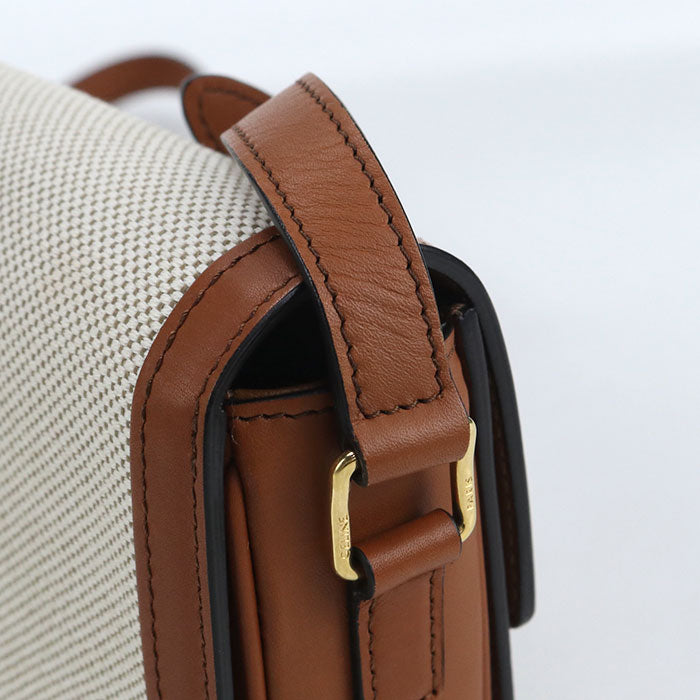 CELINE Teen Triomphe Canvas Shoulder Bag - Beige
