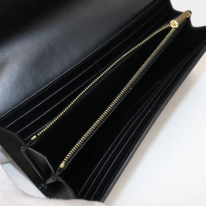 CELINE トリオンフ ラージウォレット カーフスキン 二つ折り長財布 ロングウォレット - ブラック