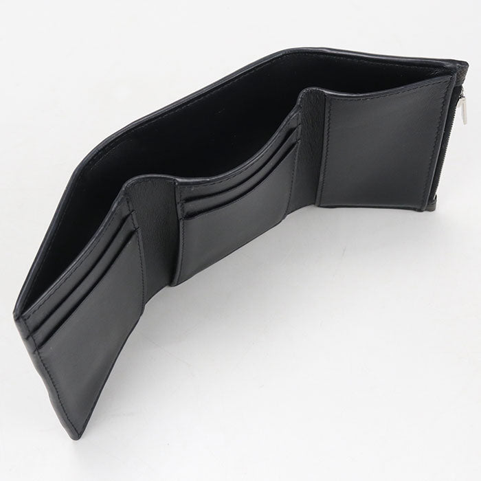 CELINE トリオンフキャンバス レザー 三つ折り財布 コンパクトウォレット - ブラック