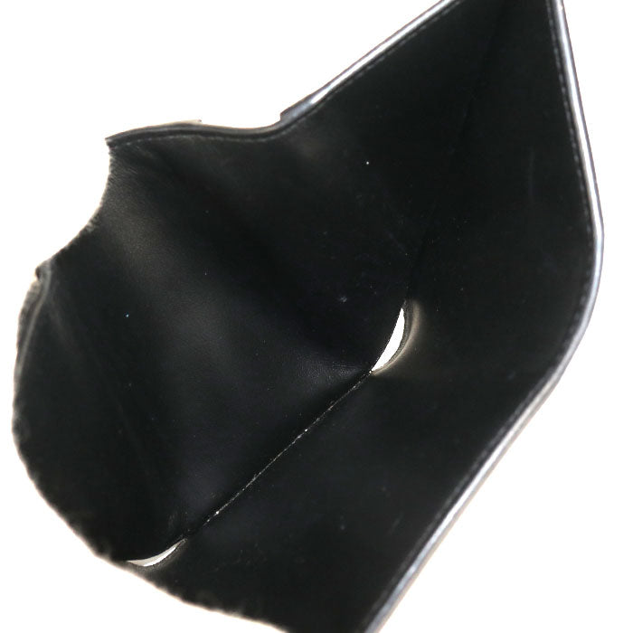 CELINE トリオンフキャンバス レザー 三つ折り財布 コンパクトウォレット - ブラック