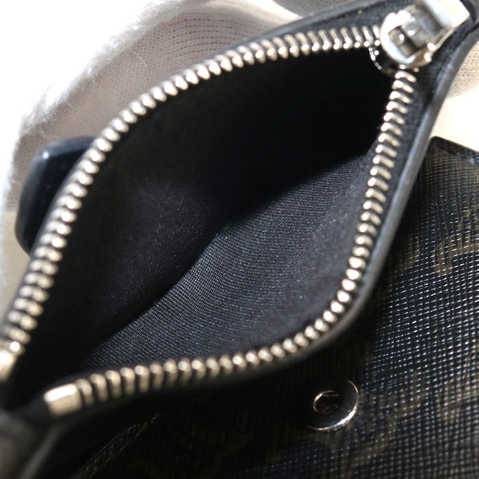 CELINE トリオンフキャンバス レザー 三つ折り財布 コンパクトウォレット - ブラック