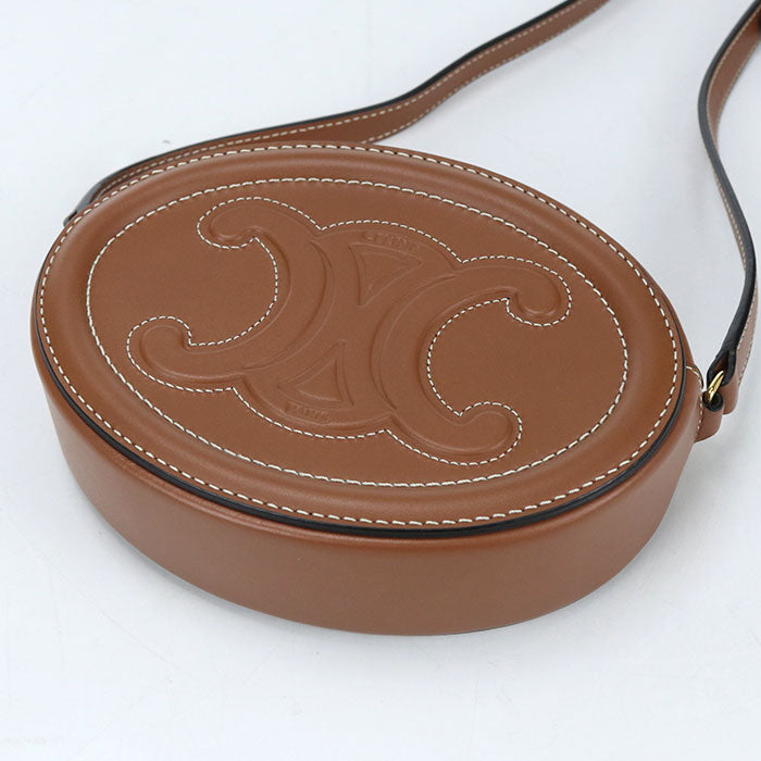 CELINE キュイル トリオンフ オーバルパース カーフレザー ショルダーバッグ - ブラウン