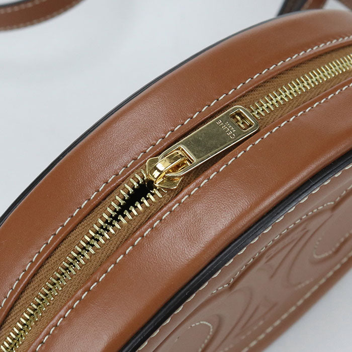 CELINE キュイル トリオンフ オーバルパース カーフレザー ショルダーバッグ - ブラウン