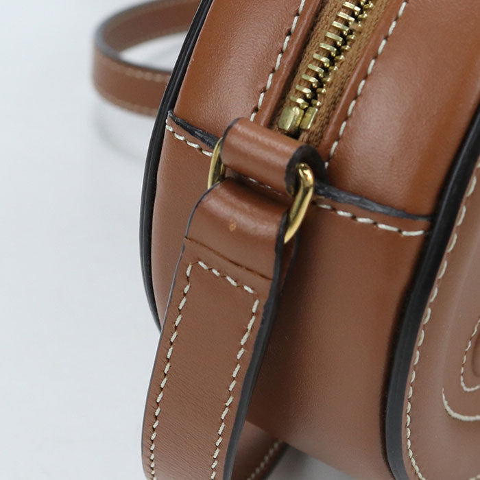 CELINE キュイル トリオンフ オーバルパース カーフレザー ショルダーバッグ - ブラウン