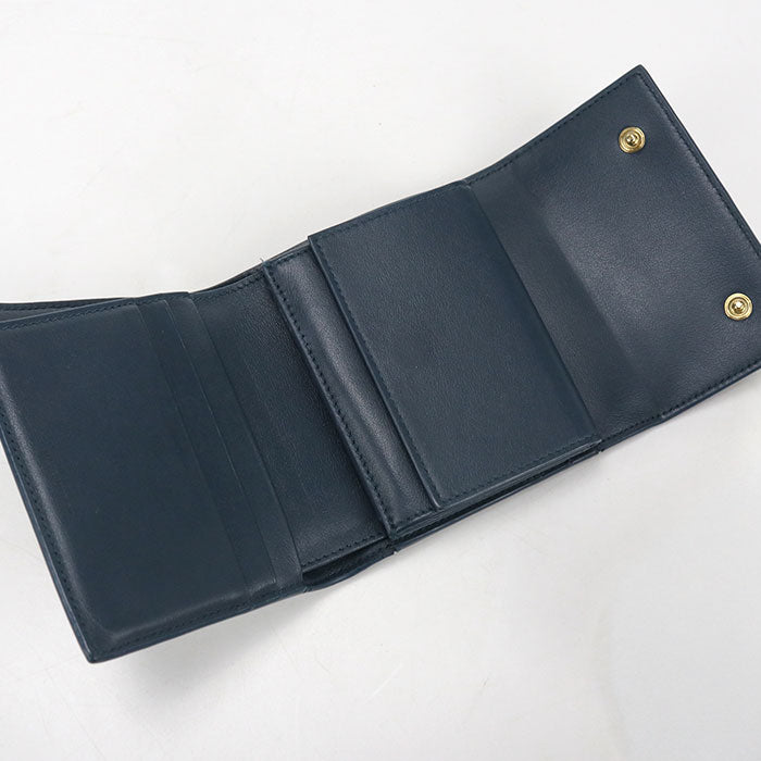 CELINE トリオンフ スモールフラップ カーフスキン 三つ折り財布 コンパクトウォレット - ブラック