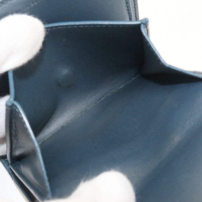 CELINE トリオンフ スモールフラップ カーフスキン 三つ折り財布 コンパクトウォレット - ブラック