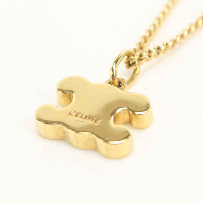 CELINE トリオンフ ラインストーン ネックレス - ブラス
