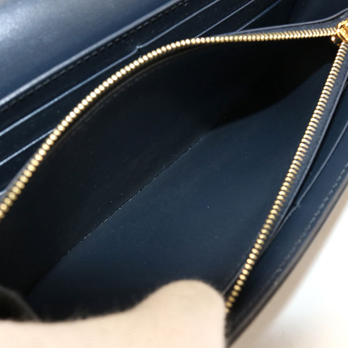 CELINE トリオンフ カーフスキン 二つ折り長財布 ロングウォレット - ネイビー