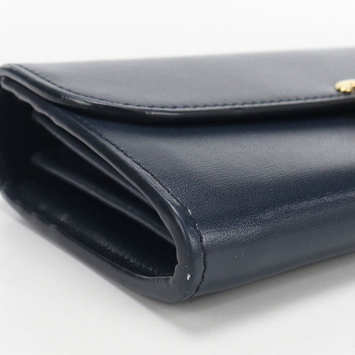 CELINE トリオンフ カーフスキン 二つ折り長財布 ロングウォレット - ネイビー