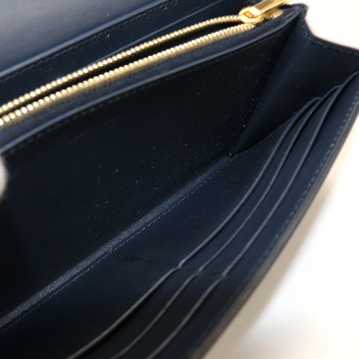 CELINE トリオンフ カーフスキン 二つ折り長財布 ロングウォレット - ネイビー