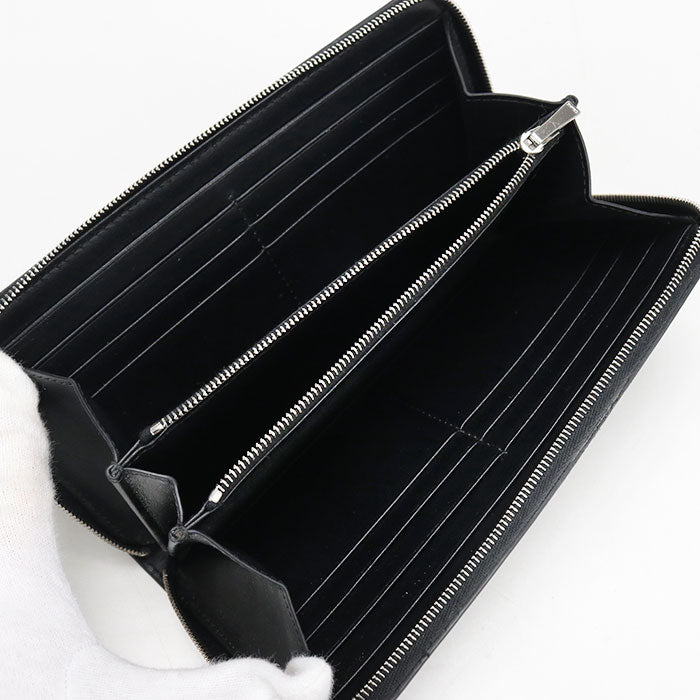 CELINE トリオンフエンボス ラウンドファスナー カーフスキン 長財布 ロングウォレット - ブラック