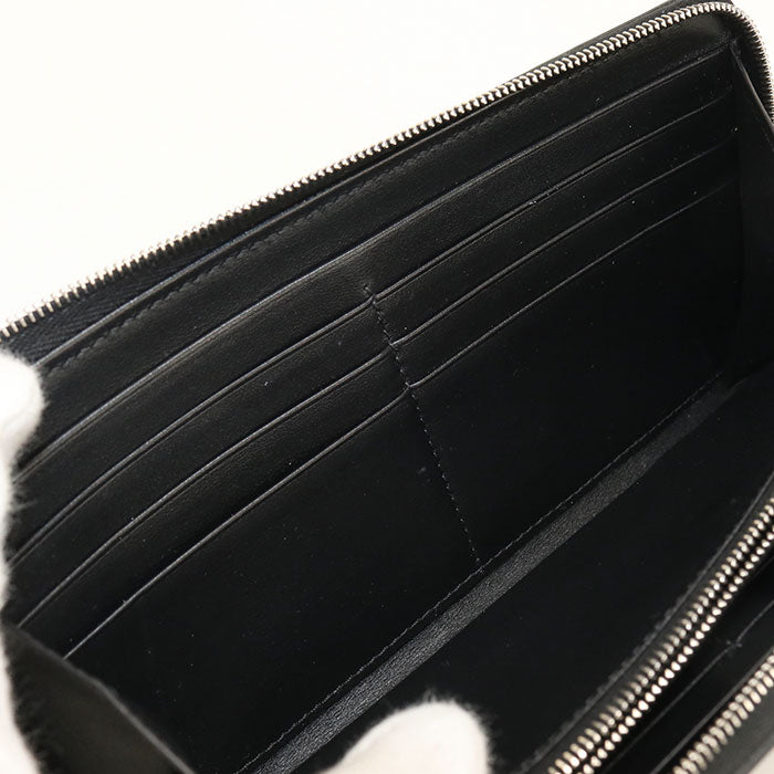 CELINE トリオンフエンボス ラウンドファスナー カーフスキン 長財布 ロングウォレット - ブラック