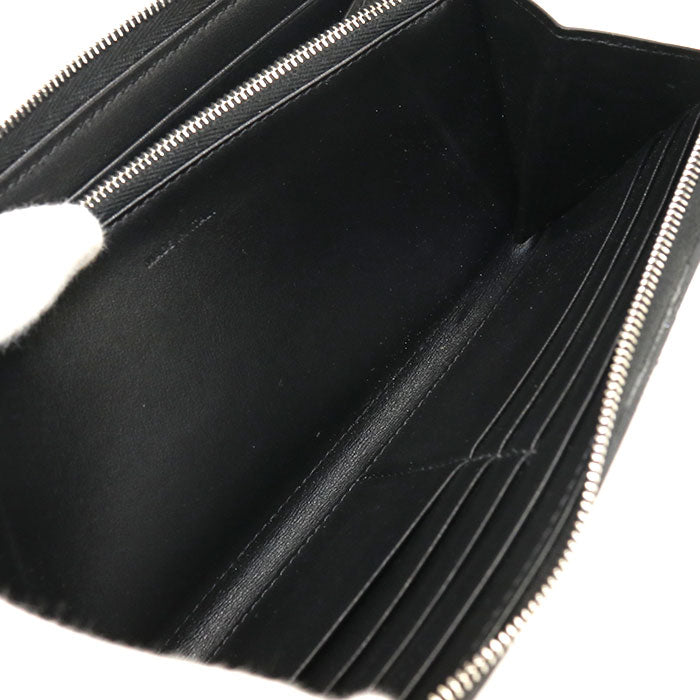 CELINE トリオンフエンボス ラウンドファスナー カーフスキン 長財布 ロングウォレット - ブラック