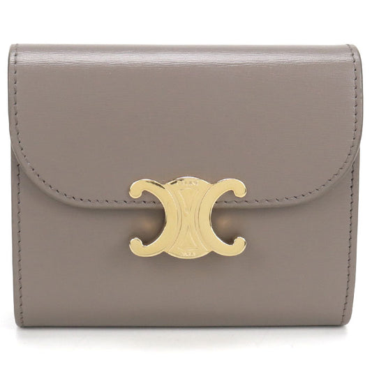 CELINE トリオンフ カーフスキン スモール フラップウォレット 三つ折り財布 コンパクトウォレット - グレー