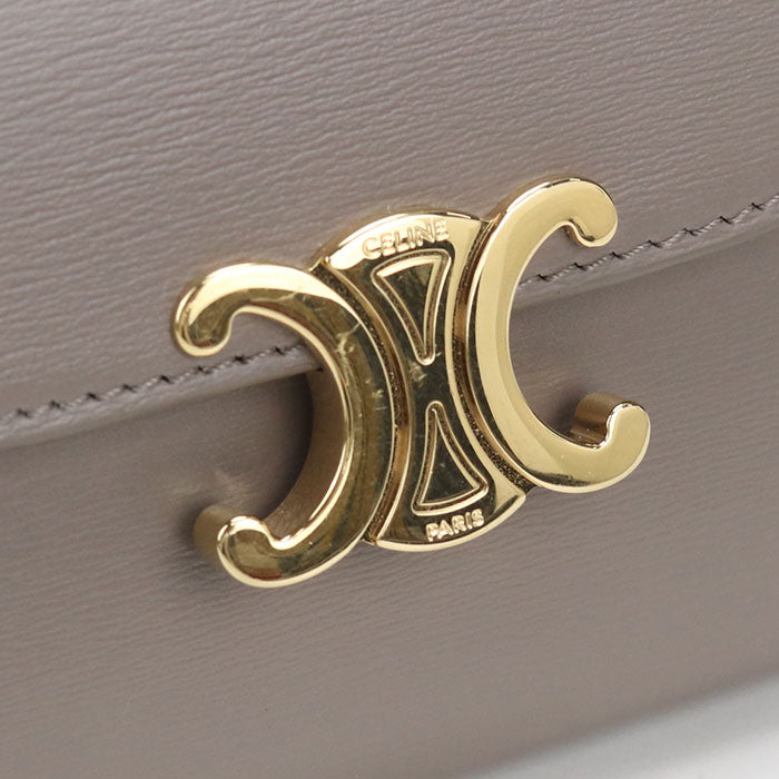 CELINE トリオンフ カーフスキン スモール フラップウォレット 三つ折り財布 コンパクトウォレット - グレー