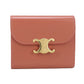 CELINE Triomphe Small Flap Tri-fold Compact Wallet in Calfskin - Orange