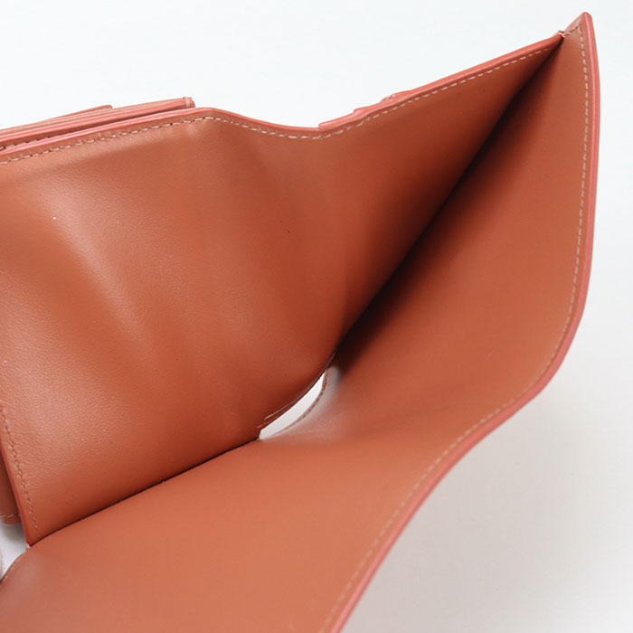 CELINE Triomphe Small Flap Tri-fold Compact Wallet in Calfskin - Orange