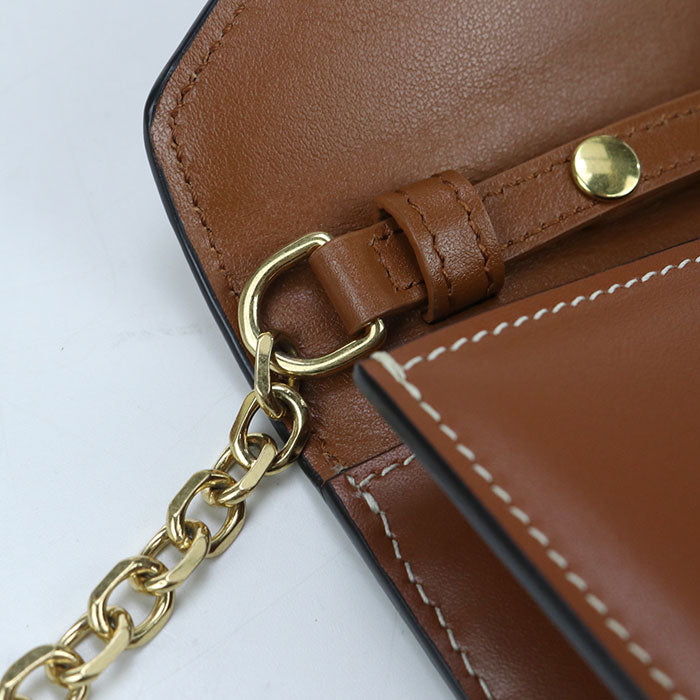 CELINE Triomphe Calfskin Chain Wallet - Brown