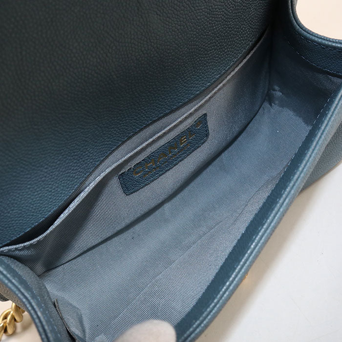 CHANEL Boy Chanel Caviar Chain Shoulder Bag - Blue
