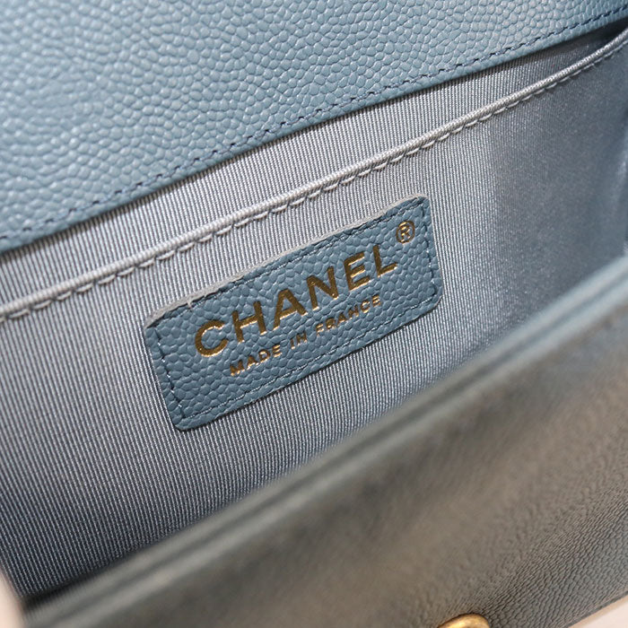 CHANEL Boy Chanel Caviar Chain Shoulder Bag - Blue