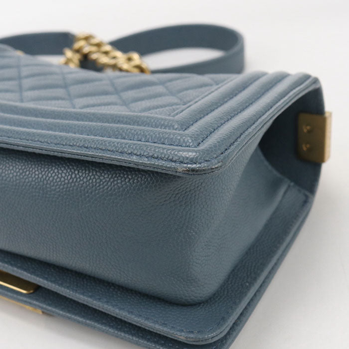 CHANEL Boy Chanel Caviar Chain Shoulder Bag - Blue
