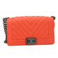CHANEL Boy Chanel Lambskin Chain Shoulder Bag - Orange