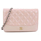 CHANEL Matelassé Leather Chain Wallet - Pink