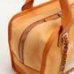 CHANEL Deauville Bowling Bag Canvas Handbag with Chain Shoulder Bag - Orange
