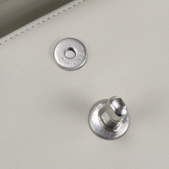 CHANEL Coco Eyelet Leather Chain Shoulder Bag - White