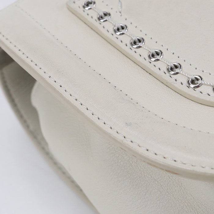 CHANEL Coco Eyelet Leather Chain Shoulder Bag - White