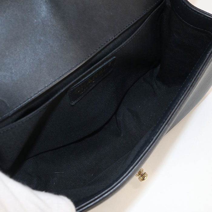 CHANEL Boy Chanel Lambskin Chain Shoulder Bag - Black