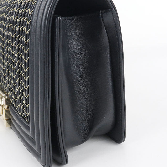 CHANEL Boy Chanel Lambskin Chain Shoulder Bag - Black