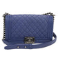 CHANEL Boy Chanel Medium Lambskin Chain Shoulder Bag - Blue