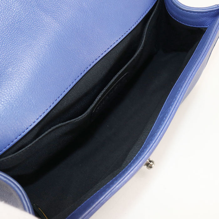 CHANEL Boy Chanel Medium Lambskin Chain Shoulder Bag - Blue