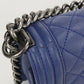 CHANEL Boy Chanel Medium Lambskin Chain Shoulder Bag - Blue