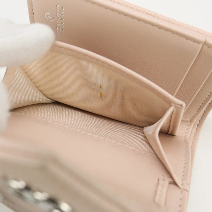 CHANEL Chevron Tri-fold Wallet, Compact Wallet, and Coin Case - Baby Pink