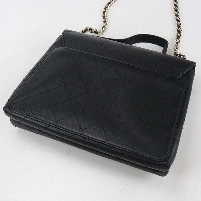 CHANEL Lambskin Handbag Chain Shoulder Bag - Black